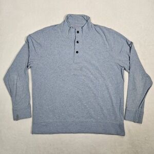 B. Draddy Mock Neck Henley Shirt Mens‎ XL Blue Pima Cotton Long Sleeve Logo